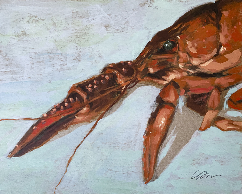 Painting closeup of a crawfish